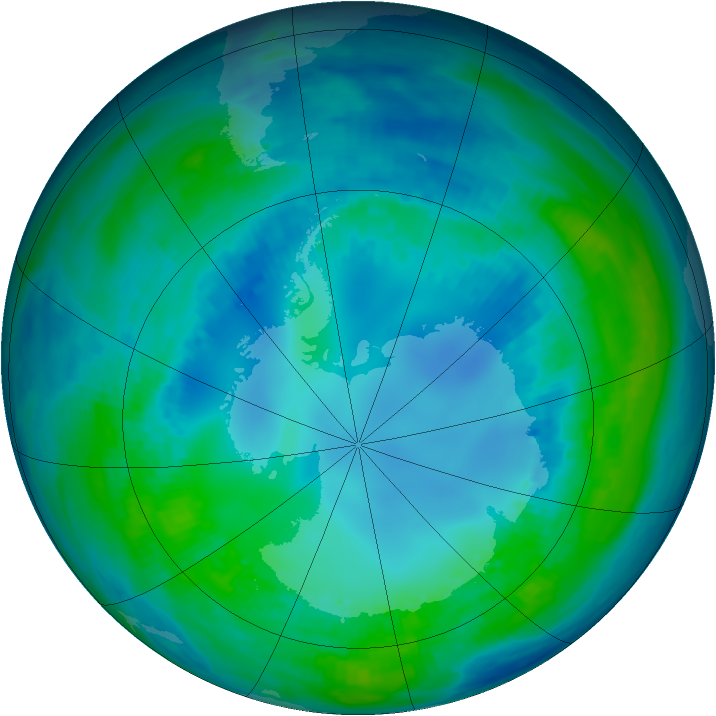 Antarctic ozone map for 01 May 1991